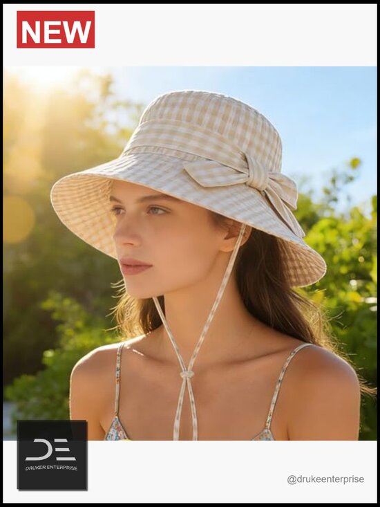 100% Cotton Blend Wide Brim Sun Hat with Drawstring, Packable for Travel main image 4